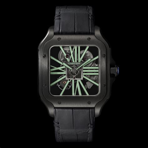 cartier santos green skeleton|cartier santos skeleton price.